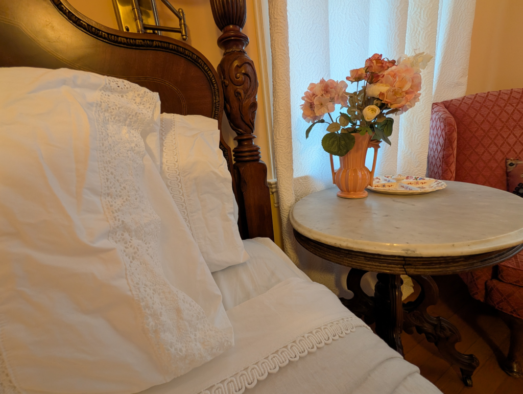 soft 100% cotton linens with vintage pillowcases and flowers
